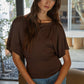 Knit Polyester Spandex Boatneck Short Sleeve Top