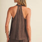 Mocha Suede Cowl Neck Top