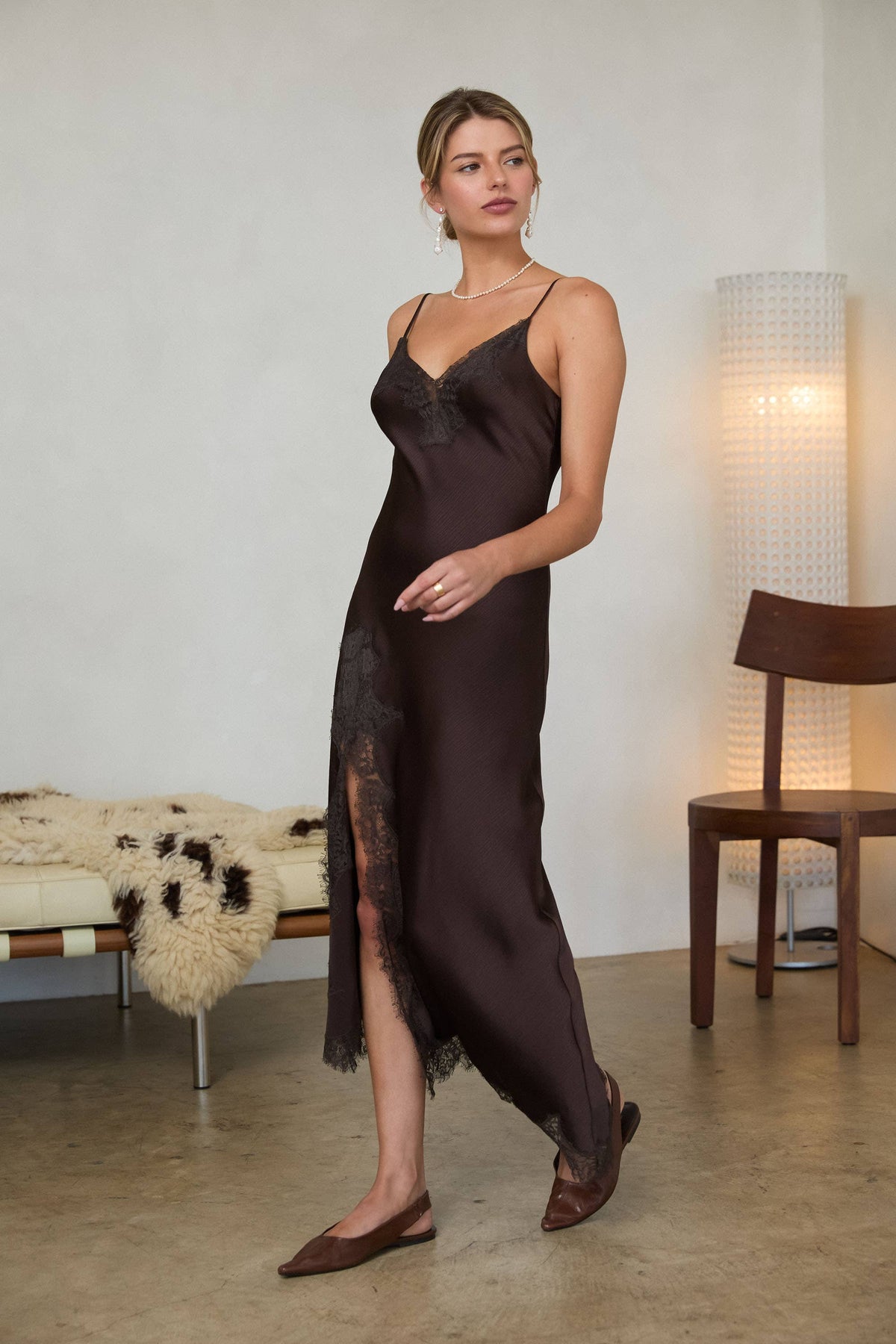 Satin Lace Cami Dress