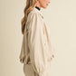 Faux Suede Gathered Yoke Blouson Jacket