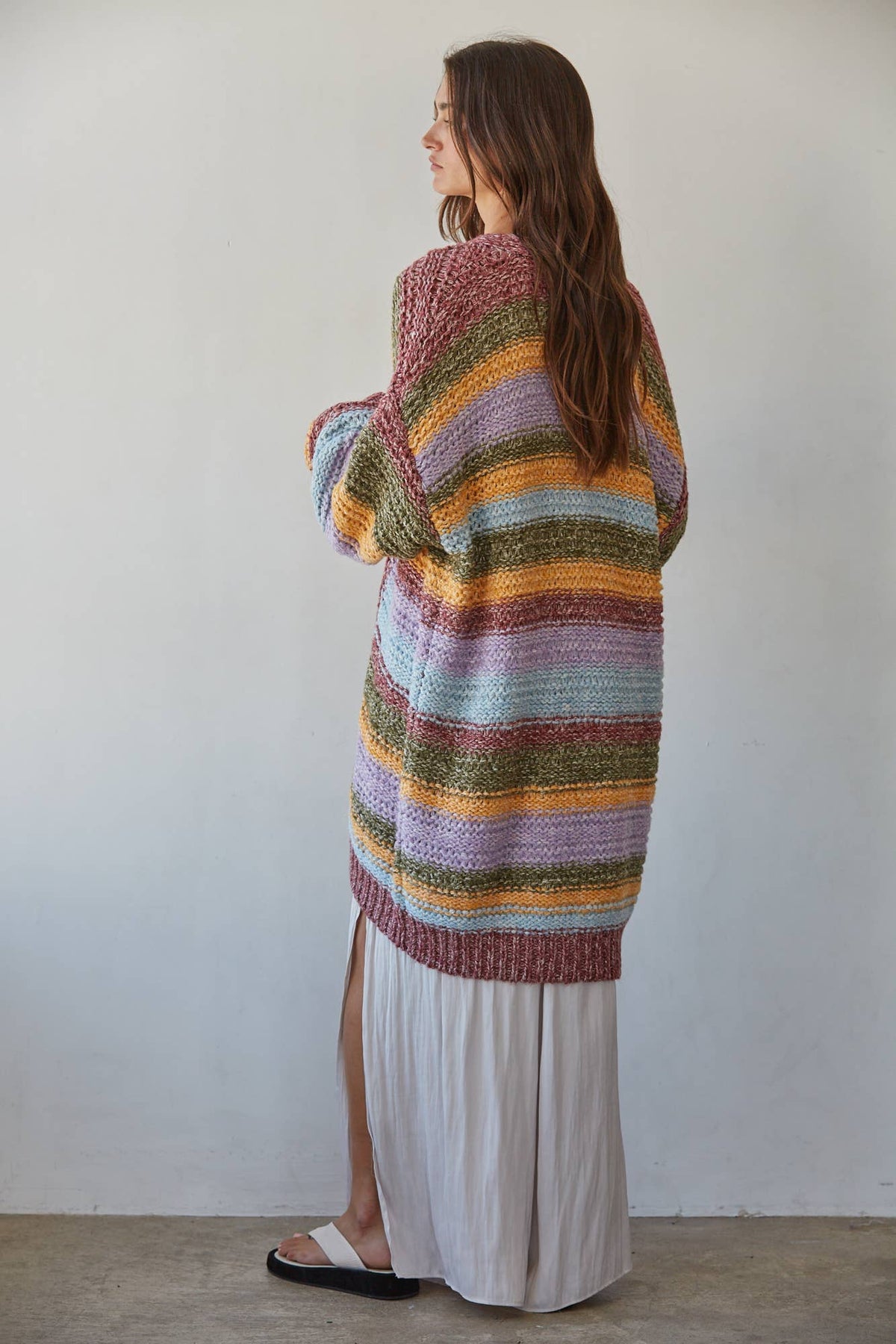Knit Sweater Striped Long Sleeve Cardigan