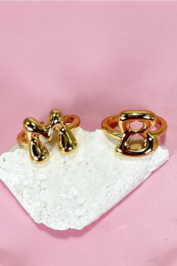 Balloon Bubble Monogram Initial Adjustable Ring