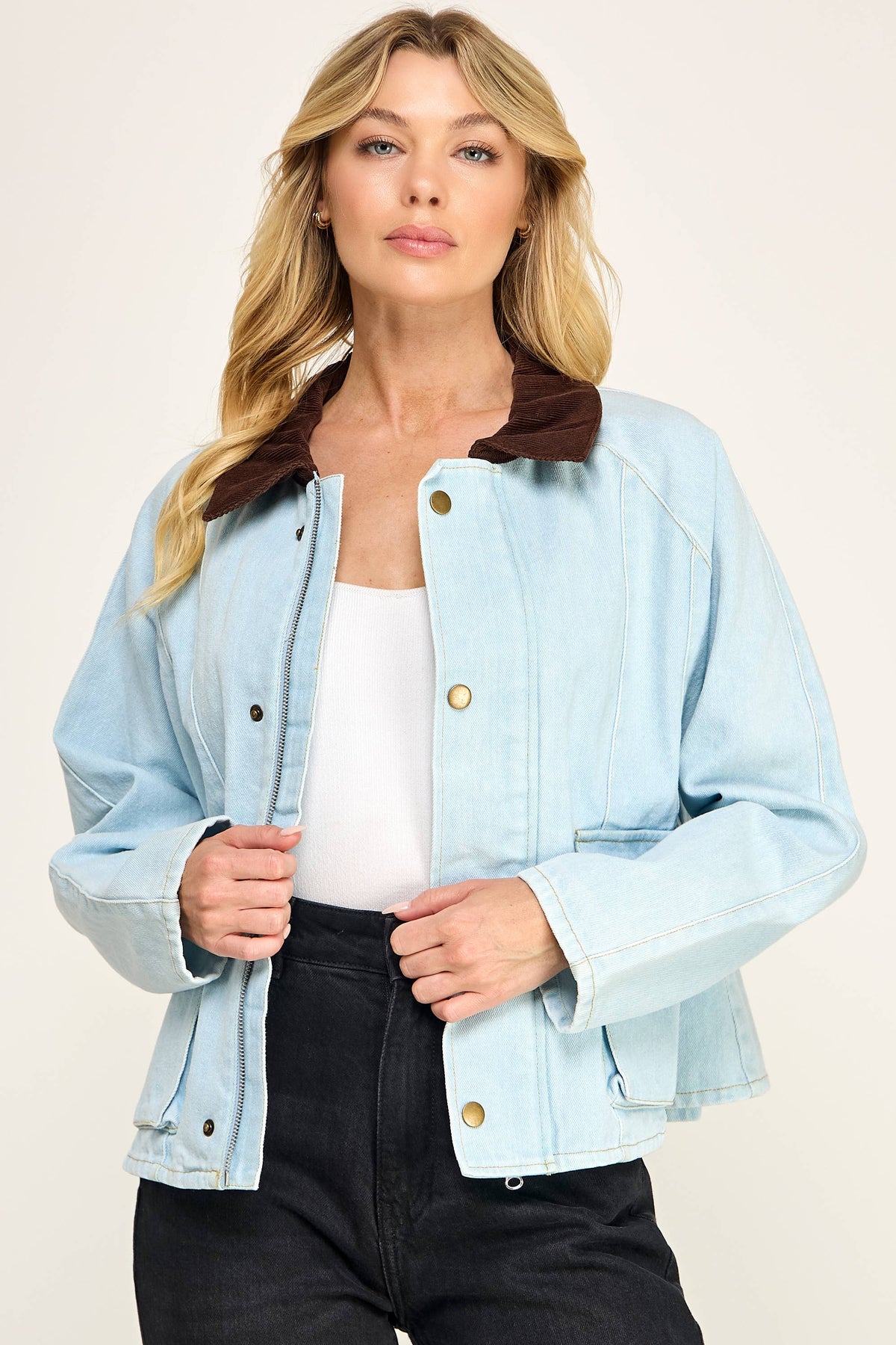Denim Contrast Collar Jacket