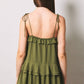 Ruffle Detail Shoulder Tie Flare Romper