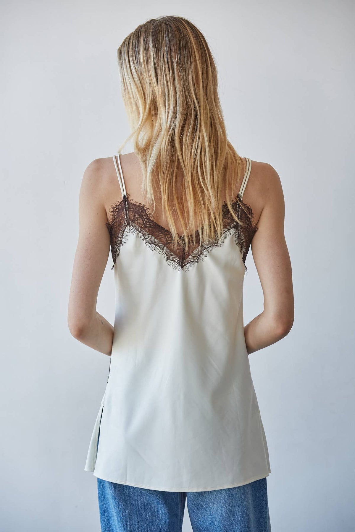Woven Polyester Satin V-Neck Spaghetti Strap Cami