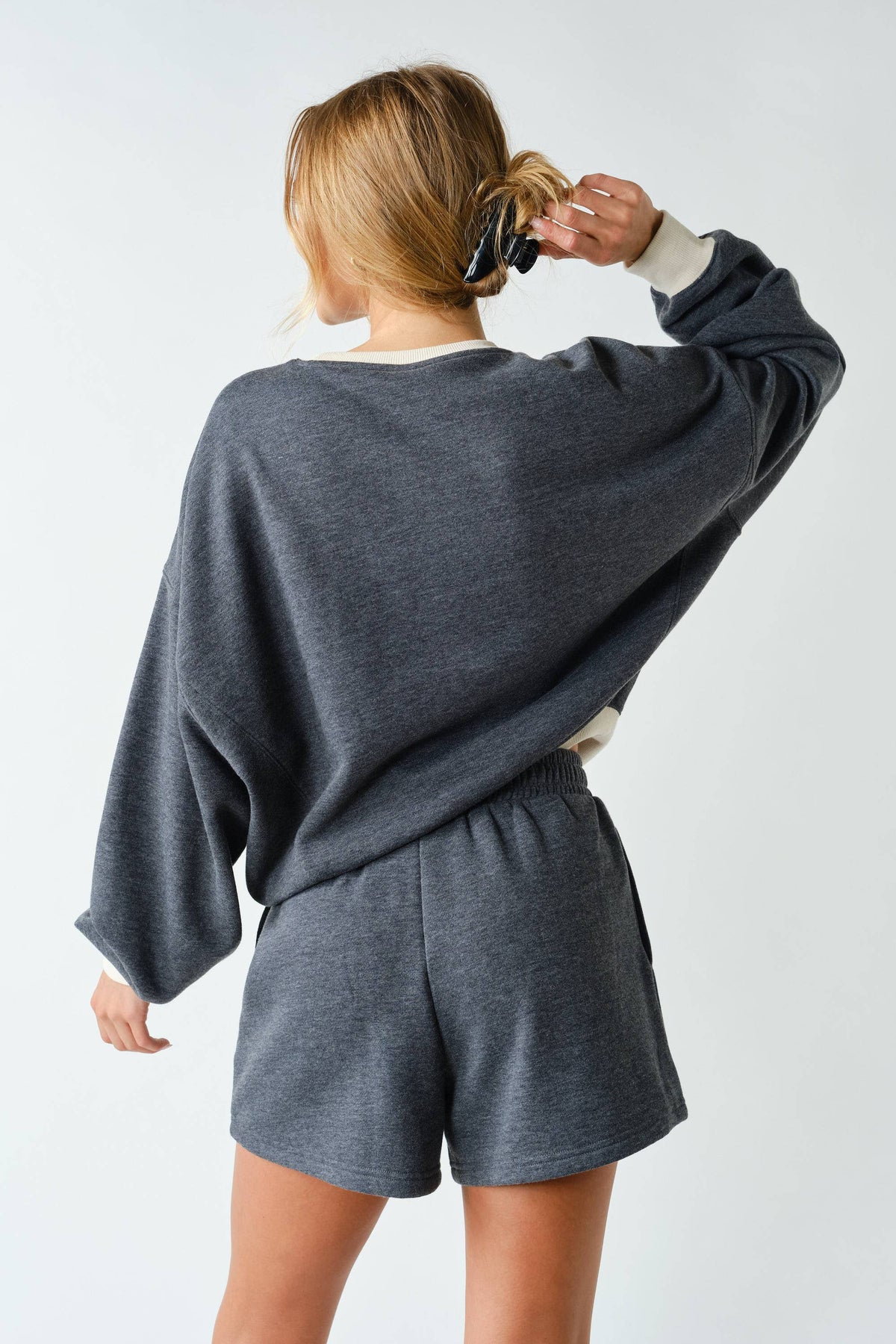 Cotton Fleece Contrast Crewneck Set