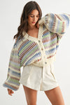 Multicolor Striped Chunky Knit Cardigan