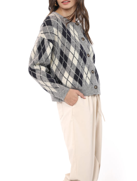 Argyle Sweater Cardigan