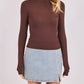 Mock Neck Top W Thumbhole