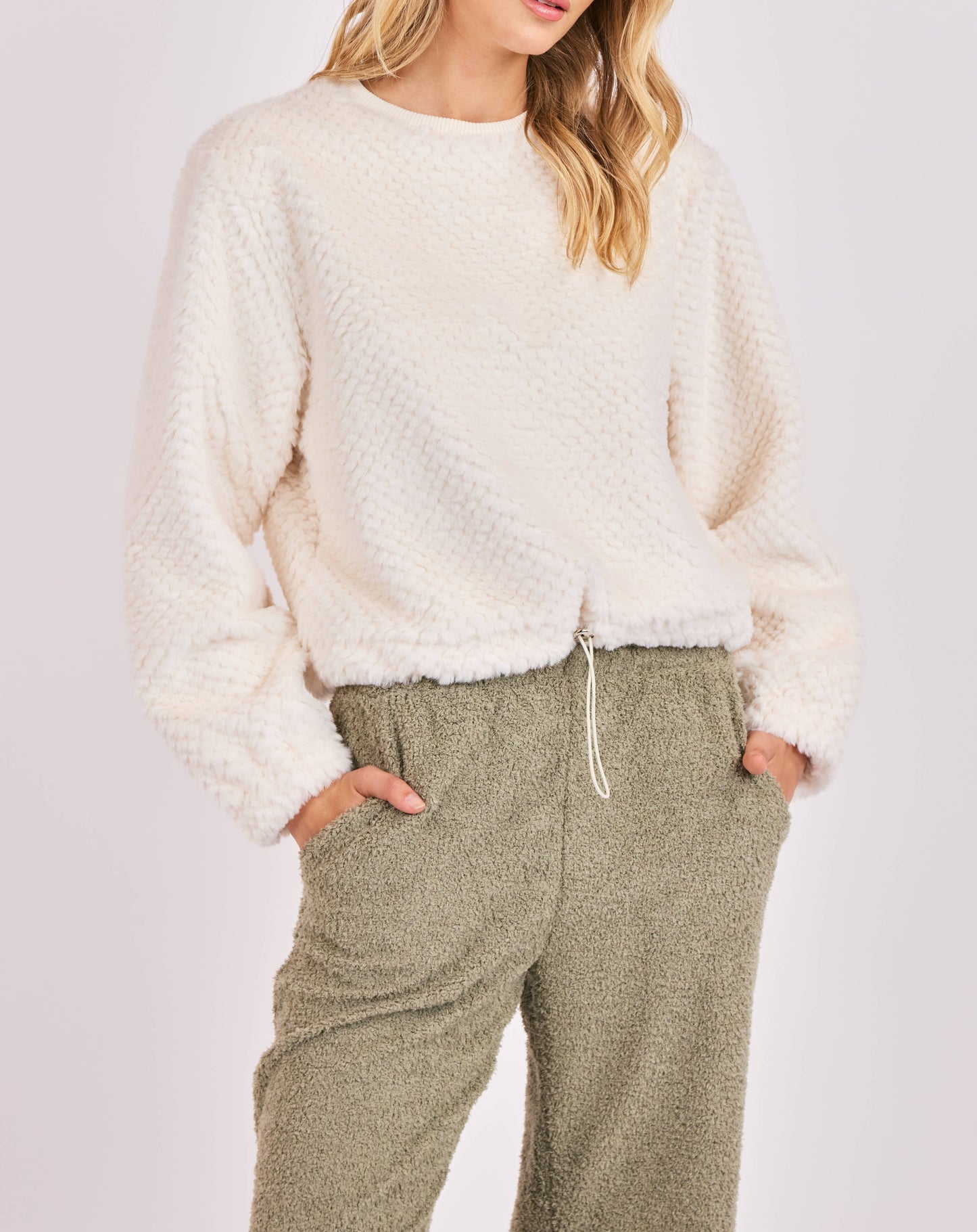 Fuzzy Adjustable Hem Knit Top