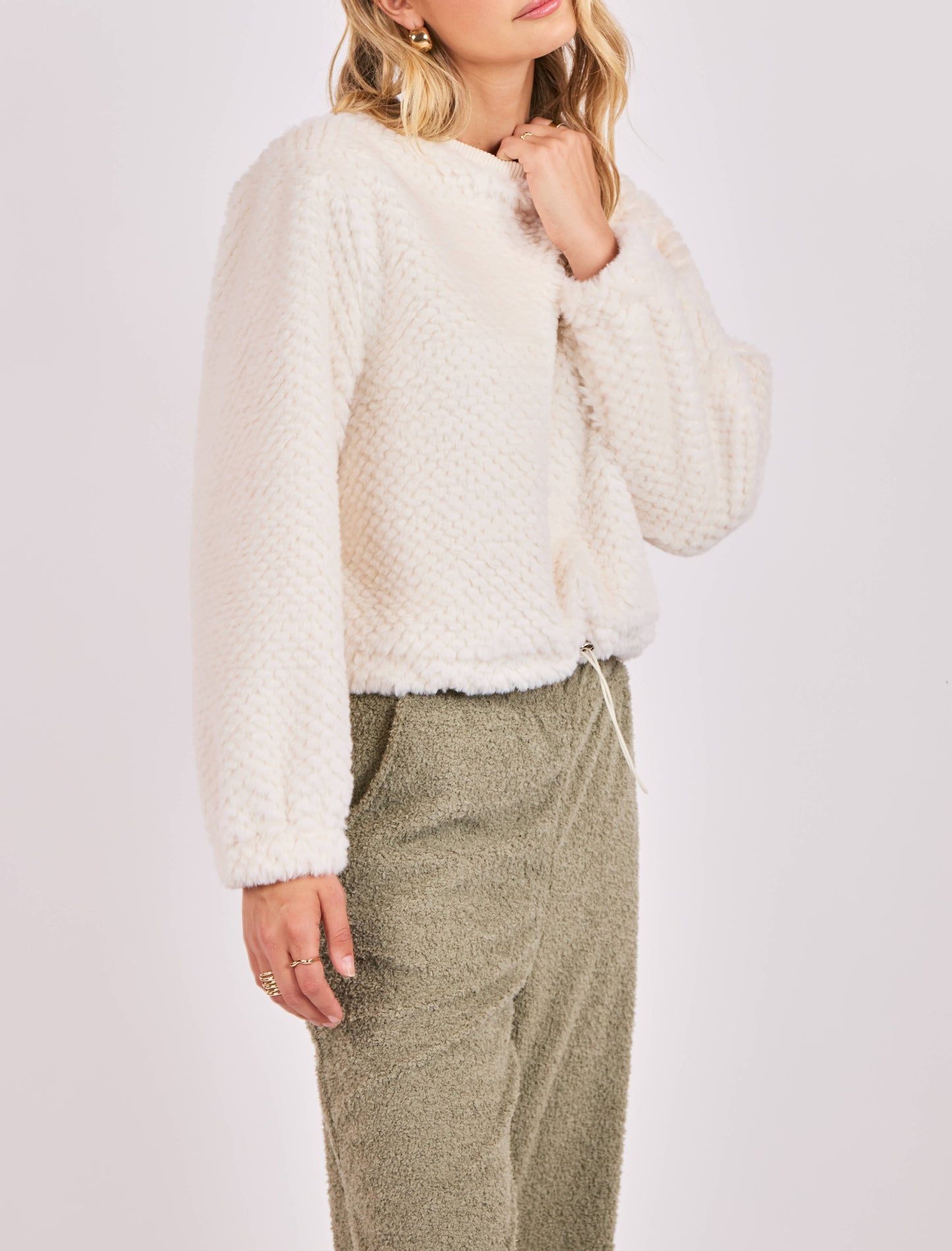 Fuzzy Adjustable Hem Knit Top