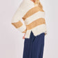 Fuzzy V Neck Stripe Sweater