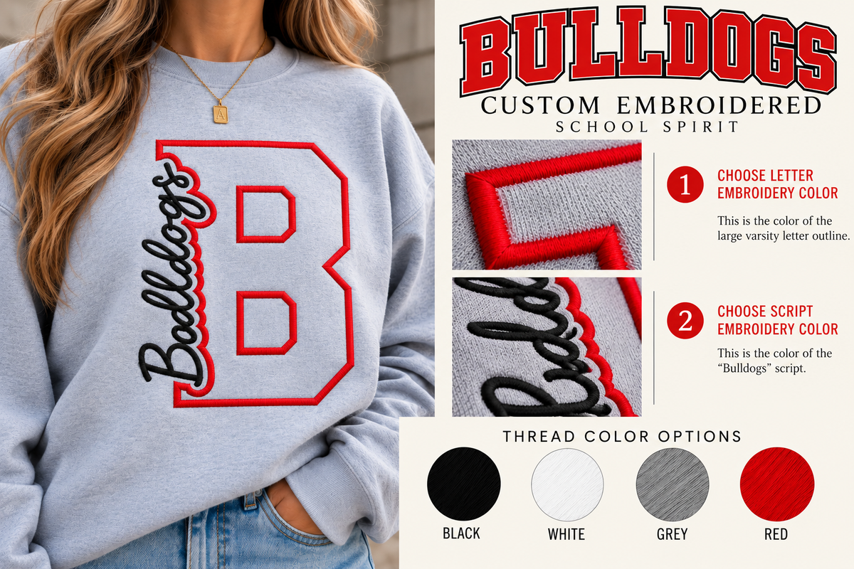 Highland Bulldogs Varsity Letter – Custom Embroidered School Spirit