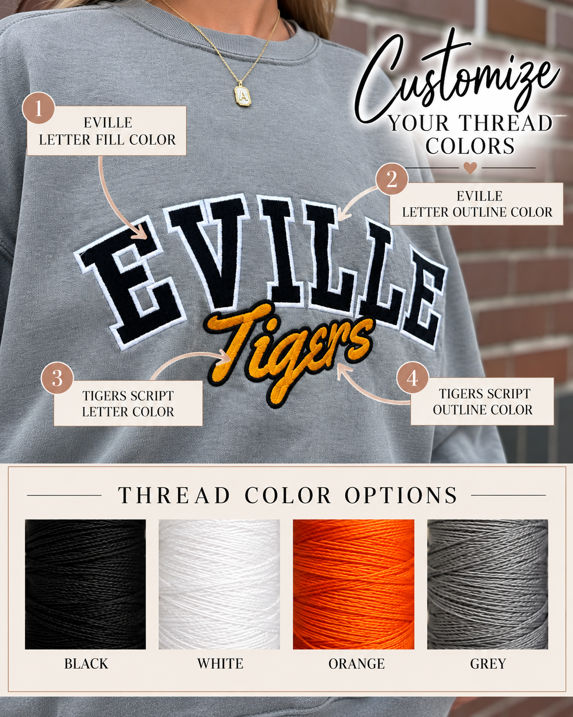 EVILLE Tigers – Custom Embroidered School Spirit