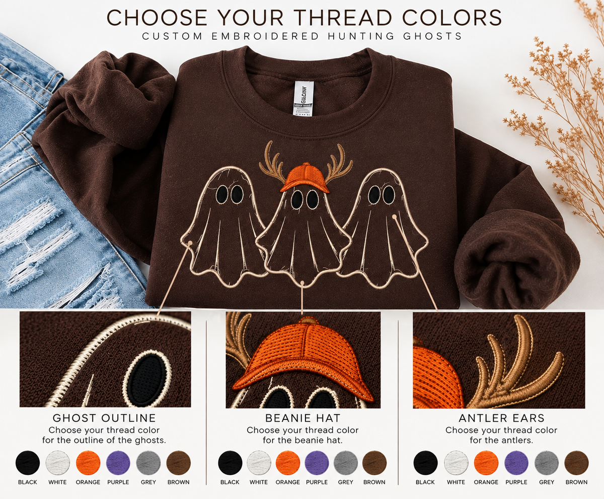 Hunting Ghosts – Custom Embroidered Halloween Sweatshirt