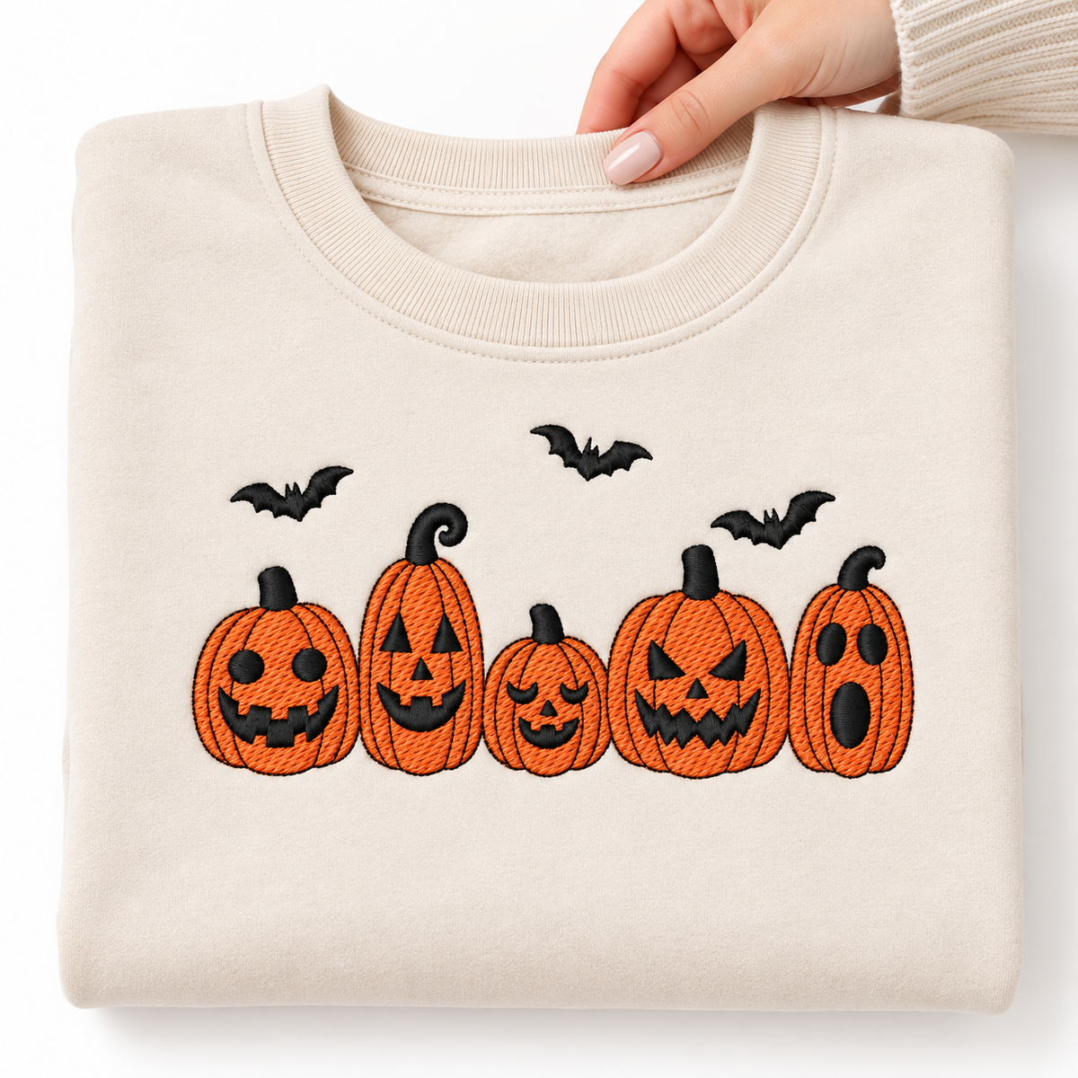 Spooky Pumpkin Parade Embroidered Sweatshirt | Halloween Crewneck