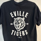 EVILLE TIGERS White on Black Tee