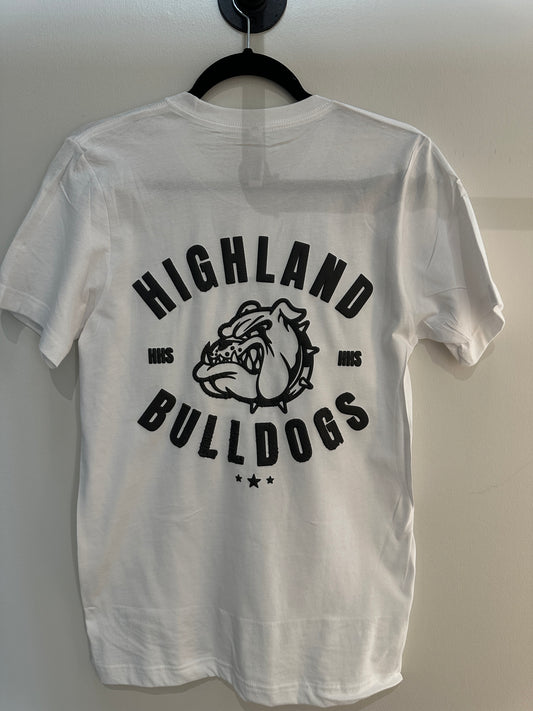 HIGHLAND BULLDOGS Black on White Tee