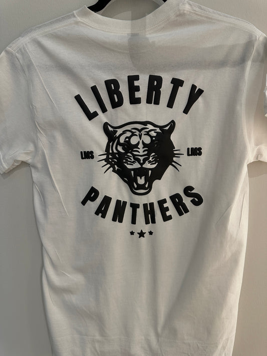 LIBERTY MIDDLE SCHOOL PANTHERS Black on White Tee