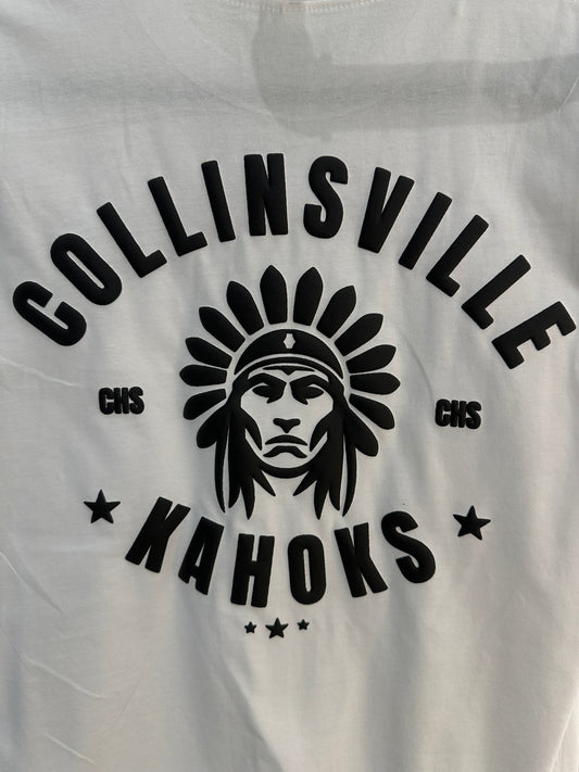 COLLINSVILLE KAHOKS Black on White Tee