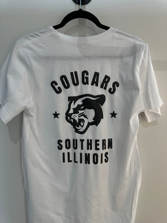SOUTHERN ILLINOIS COUGARS Black on White Tee