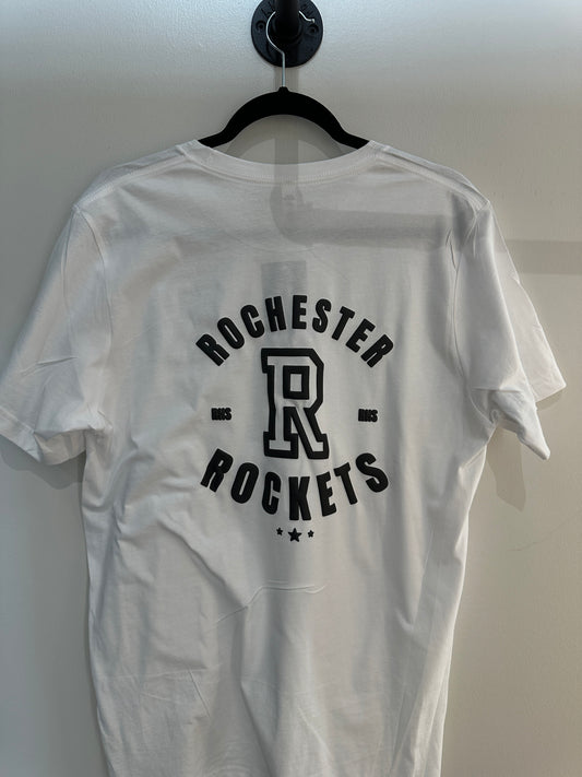 ROCHESTER ROCKETS Black on White Tee