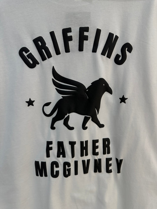 FATHER MCGIVNEY GRIFFINS Black on White Tee