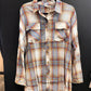 Rolled Up Sleeve Washed Plaid Shirt Dress