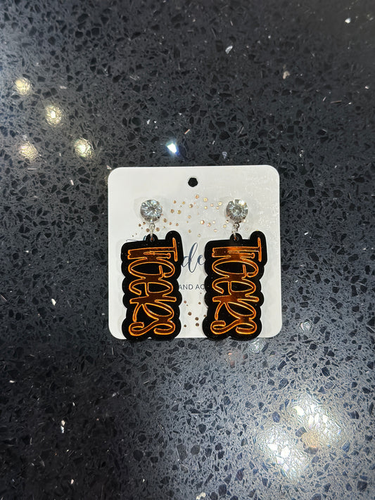Tigers with black with orange writing