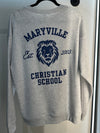MCS LIONS Navy on Grey School Crewneck