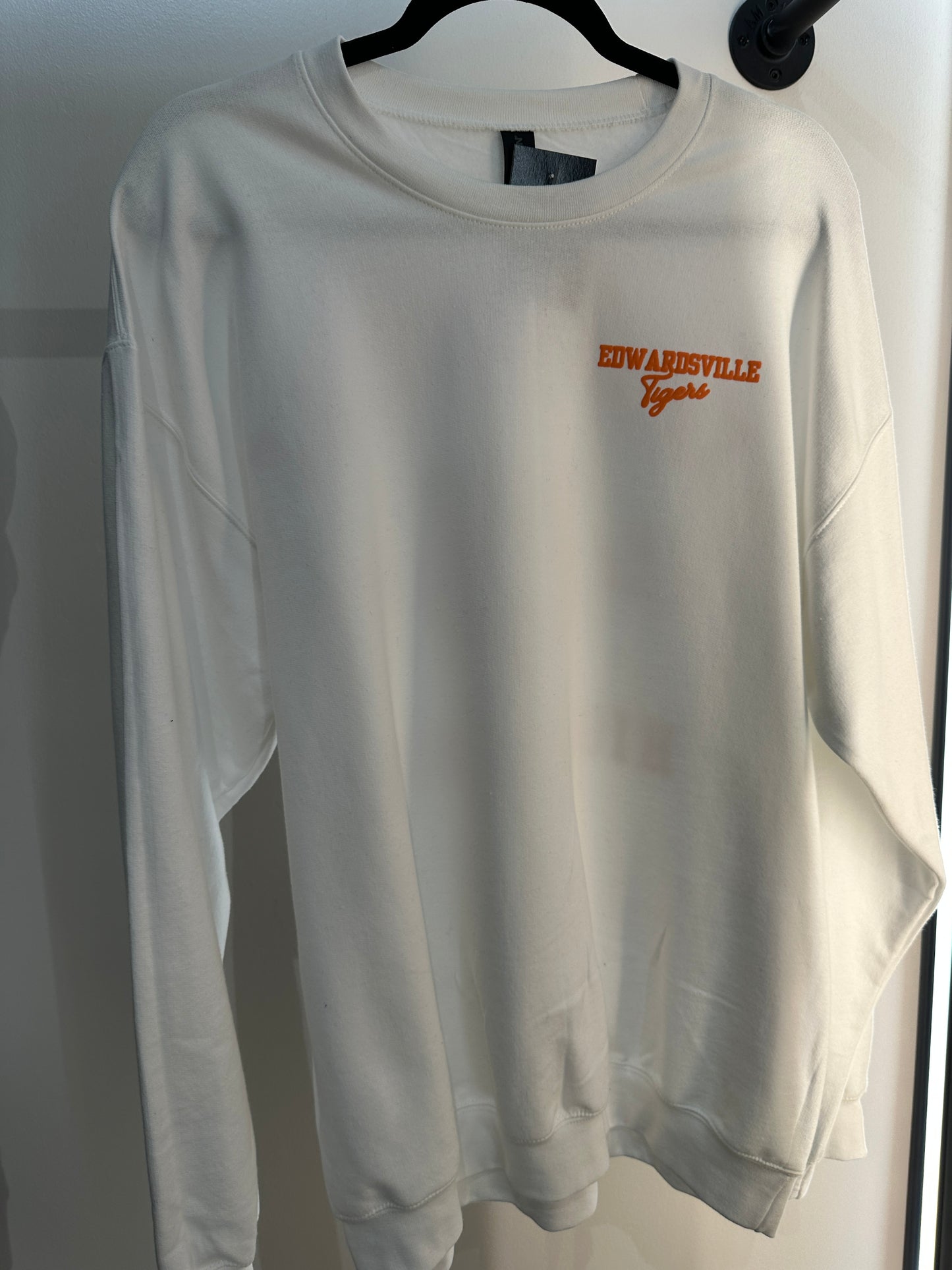 EVILLE TIGERS Orange on White School Crewneck