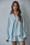 Woven Cotton Striped Button Up Shirt