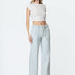 High Rise Stripe Drawstring Wide Leg
