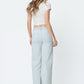 High Rise Stripe Drawstring Wide Leg