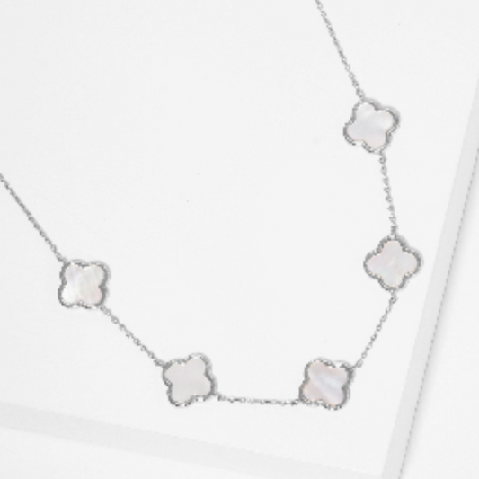 Gold-Dipped Linked Colored Clover Necklace