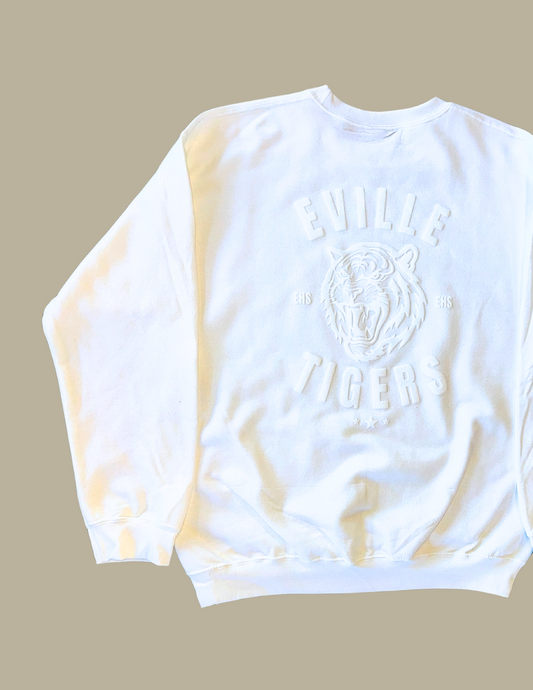 EVILLE TIGERS White on White Crewneck