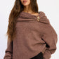 Off the Shoulder Bubble Sweater with Hardware Detail