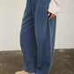 Smoked Waist Drawstring Barrel Leg Sweatpants