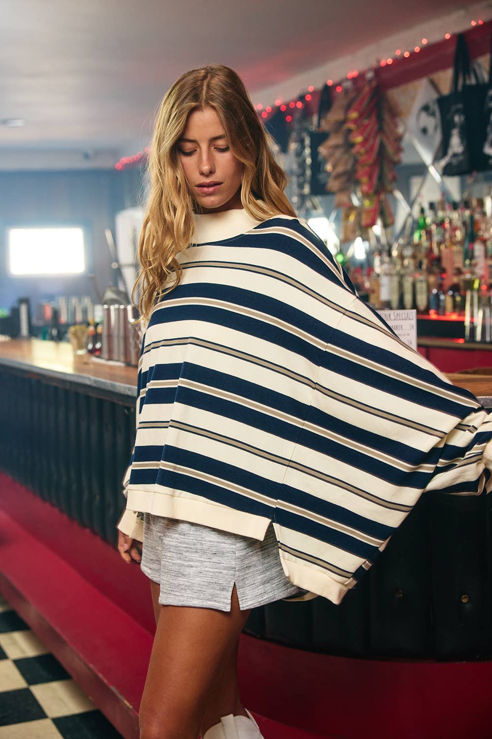 Striped Oversized Crewneck Top