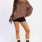 Off the Shoulder Bubble Sweater with Hardware Detail