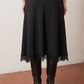 Lace Hem Twill Satin Lace Skirt