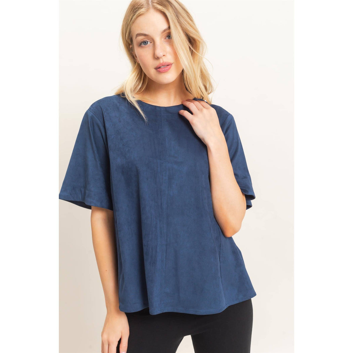 Suede Boat Neck Top