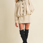 Faux Suede Gathered Yoke Blouson Jacket