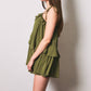 Ruffle Detail Shoulder Tie Flare Romper
