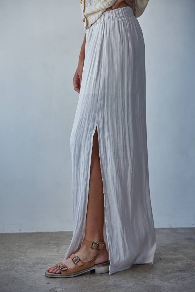 Woven Satin Wide Leg Pants
