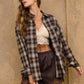 Plaid Collared Long Sleeve Button Down Top