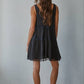 Woven Polyester Plunged V-Neck Sleeveless Mini Dress