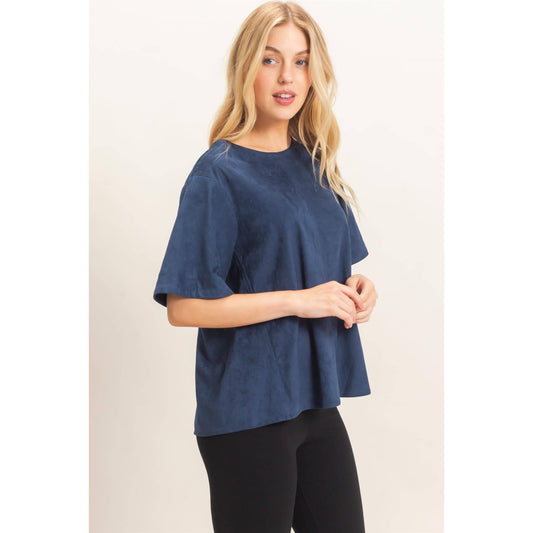 Suede Boat Neck Top