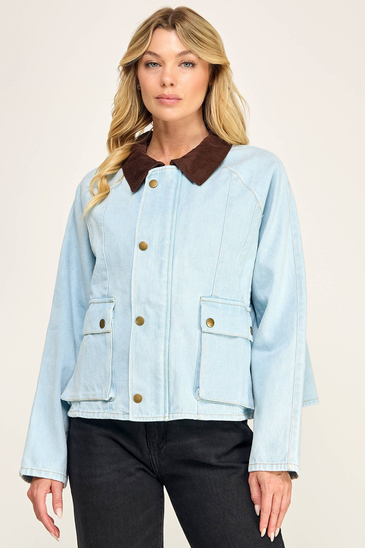 Denim Contrast Collar Jacket