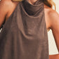 Mocha Suede Cowl Neck Top